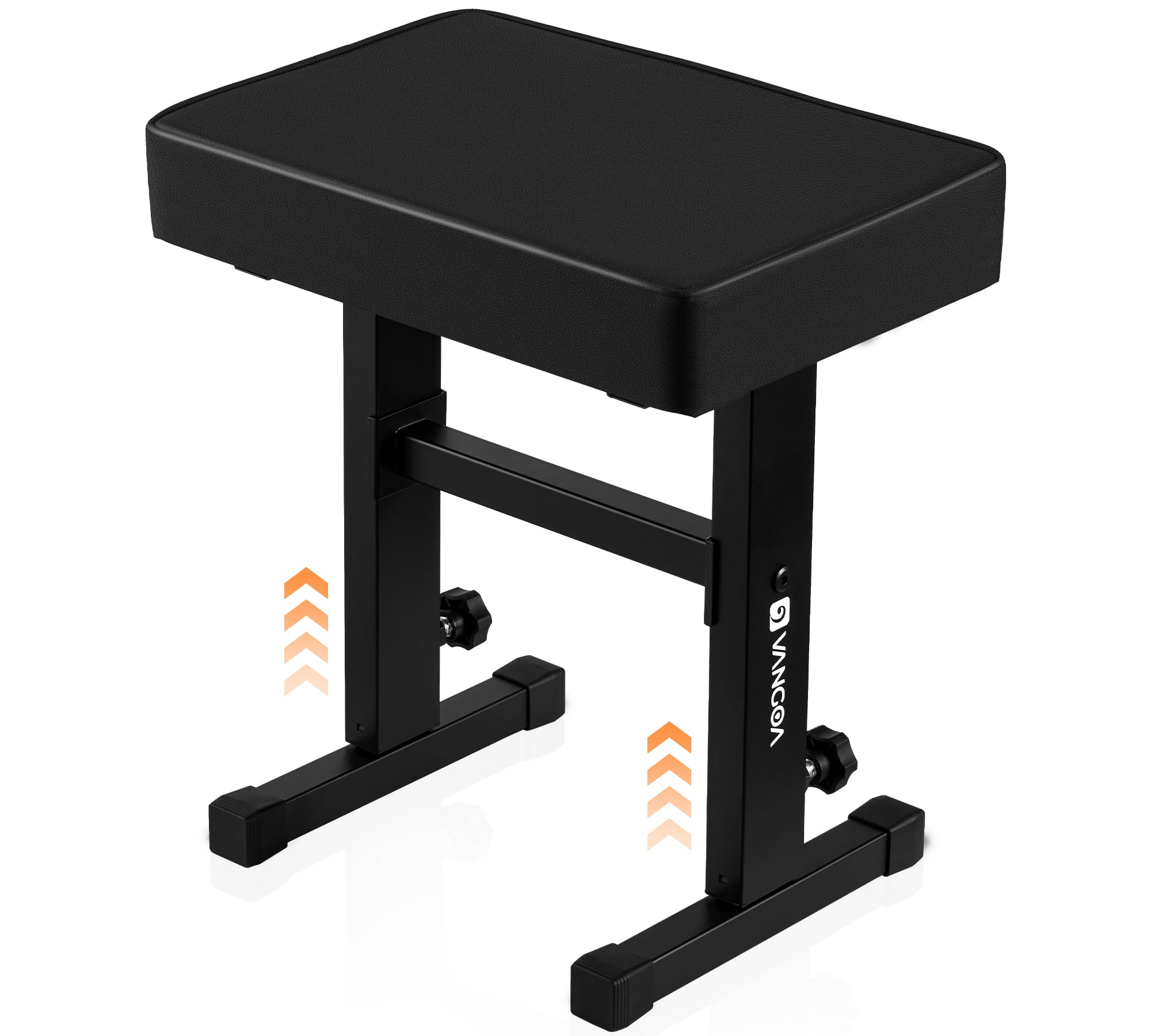 Vangoa Piano Bench, Adjustable Music Keyboard Bench Stool Seat with Black Padded Cushion for Keyboard Piano, Professional Heavy Duty Piano Stool Chair with PU Leather for Musicians, PB-1