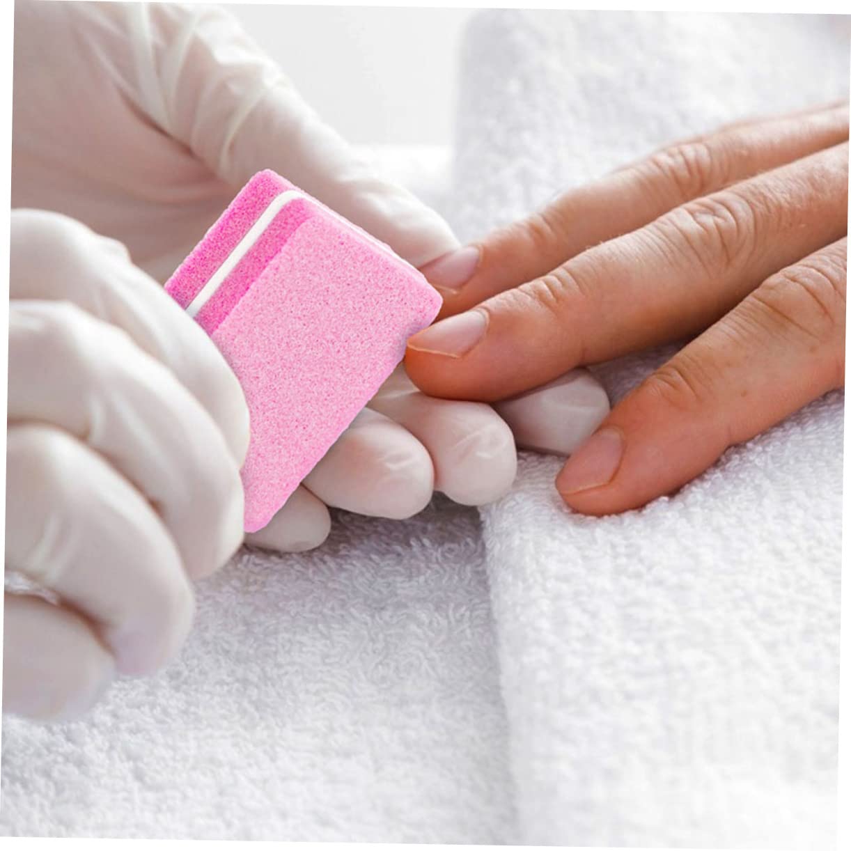 FRCOLOR 250piezas Limas De Uñas Esponja Para Pedicura Herramienta De Pulido y Moldeo De Uñas Práctico Para Manicura y Cuidado De Pies Diseño Portátil y Multi-funcional Color Rosa