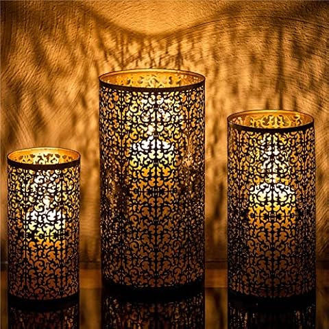 ZEYA XL Windlicht schwarz Gold Metall Cover