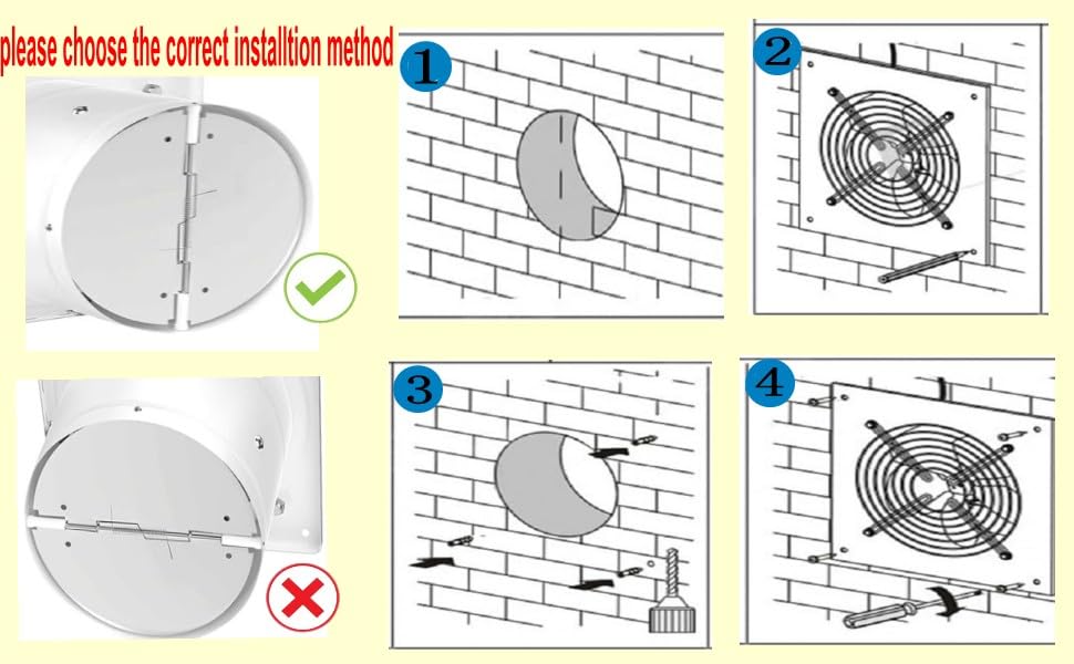 Miniatura 6 de Ventilador de escape de metal de 8 pulgadas con interruptor, extractor montado en ventana y pared con válvula de retención para cocina, ático,
