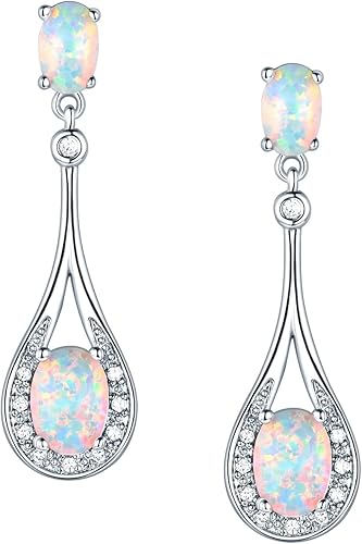 Aretes colgantes para mujer, chapados en oro blanco de 18 quilates, chapado en oro rosa, hipoalergénicos para orejas sensibles