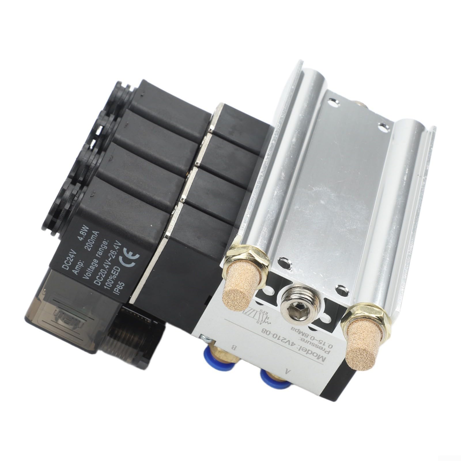 Electroválvula neumática 4V210-08, 5/2 vías, DC 24V, aleación de aluminio, con base de liberación rápida y silenciador para automatización industrial