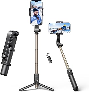 UGREEN Selfie Tripod 90cm Portable Tripod Fit for iPhone 17 S26 Ultra with Bluetooth All in One Selfie Stick Stable Lightweight Selfie Stix Travel/Taking Group Photos/Live/Video Recording Black