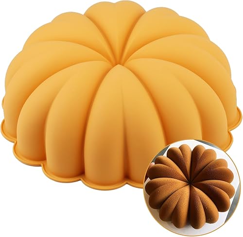 Molde de silicona grande de 9 pulgadas con forma de calabaza de Halloween para tartas, brownie, tostadas con molde para pastel de Navidad de Acción