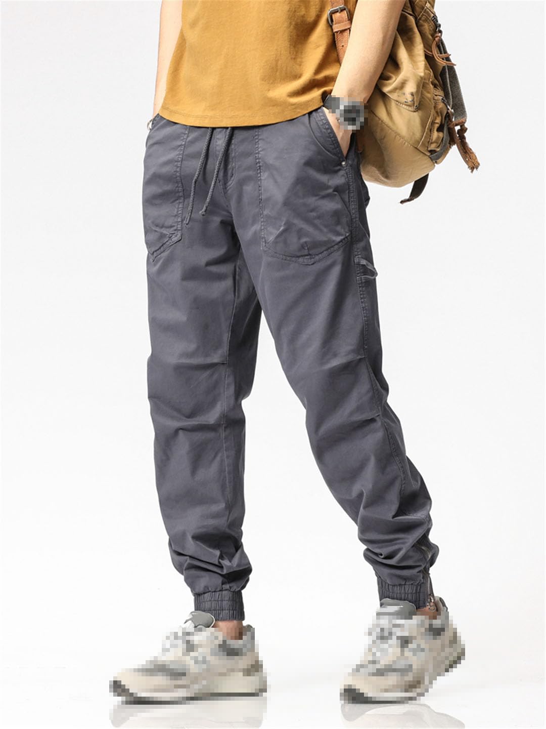 Vogrtcc Pantalones Cargo para Hombre Pantalones Casuales Ajustados Joggers Cordón Cremallera Pierna Pantalones De Trabajo