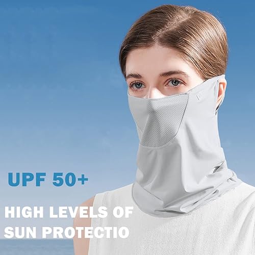 Miniatura 2 de Belsen Protector facial UV multiusos, polaina elástica para el cuello, máscara facial con bucles para las orejas