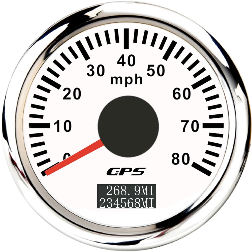 ELING 52mm GPS Speedometer 0-80mph Odometer with 7 Colors Backlight 12V 24V for Truck Vans
