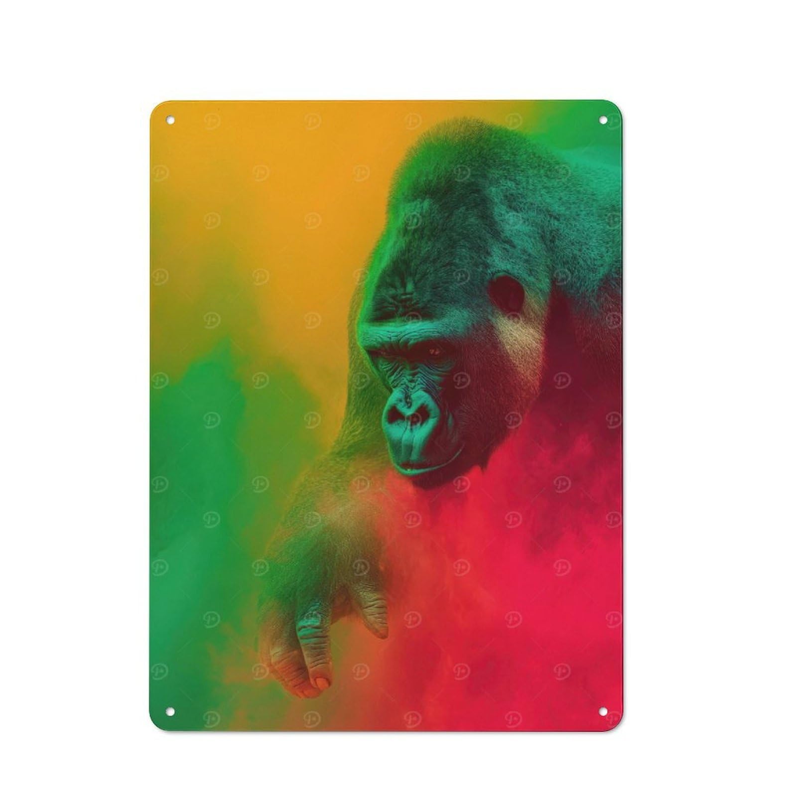 Junmoney Rasta Gorilla Rustic Tin Wall Plaque 40X30cm For Garage Or Workshop, For Home Interiors, Feature Walls And Decorative Displays