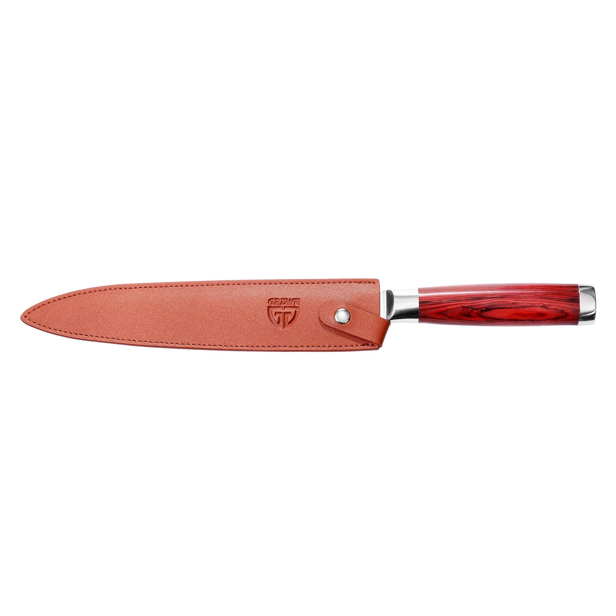 GRÄWE Nóż ze stali damasceńskiej, ostry, duży damasceński nóż Santoku, nóż kuchenny ze stali damasceńskiej, ostrze 21 cm, nóż szefa kuchni w stylu japońskim, z pudełkiem na prezent