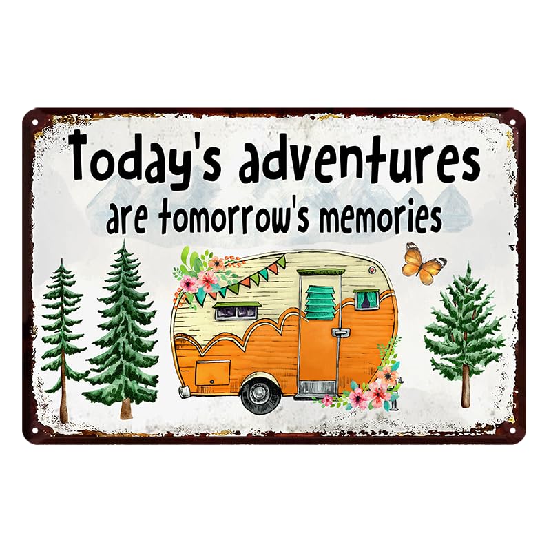 Happy Camper Decor Camping Rv Decorations For Inside Camper Camping Metal Sign Campsite Decorations Adventure Wall Art Rv Accessories Cabin Sign 30x40 CM