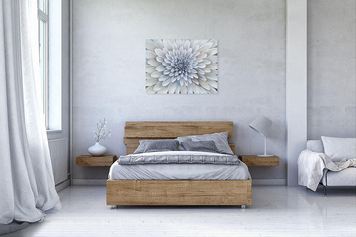 Abstraktes Leinwandbild Mit Weißen Blumen – 50 X 70 Cm, Strukturiert, Für Wohnzimmer & Mehr
