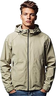 وايت رابيت جاكيت بغطاء راس ناعم مقاوم للماء للرجال - بيج