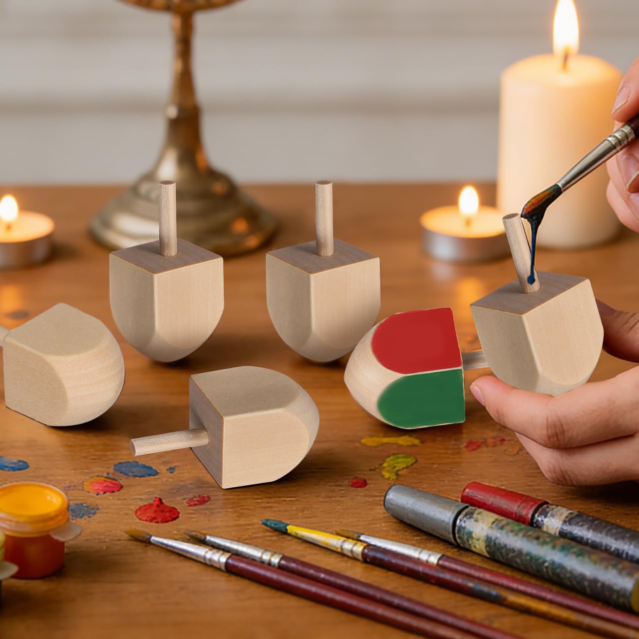 BESPORTBLE 20pcs Hanukkah Wooden Dreidels Blank DIY Craft Tops for Painting Decorating Natural Wood Spinning Tops Sturdy Wood Craft for Holiday Party Decorations and Traditional Celebration - Image 3