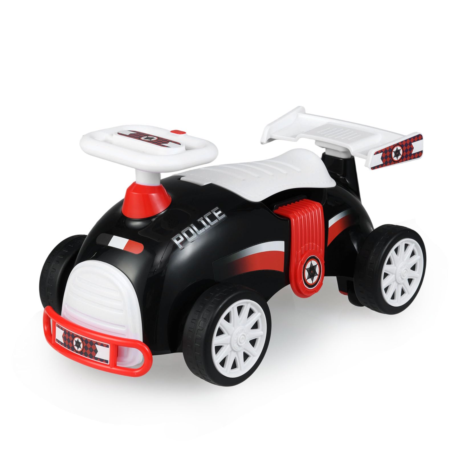 GYMAX Toddler Ride on Car, Kids Sit on Toy with Under Seat Storage & 12 Music, Outdoor Indoor Foot to Floor Sliding Car for 19-36 Months Old (Police)