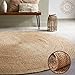 Fernish Décor Handwoven Jute Area Rug, Natural Yarn, Rustic Vintage Braided Reversible Rug, Eco Friendly (6 Feet, Round)