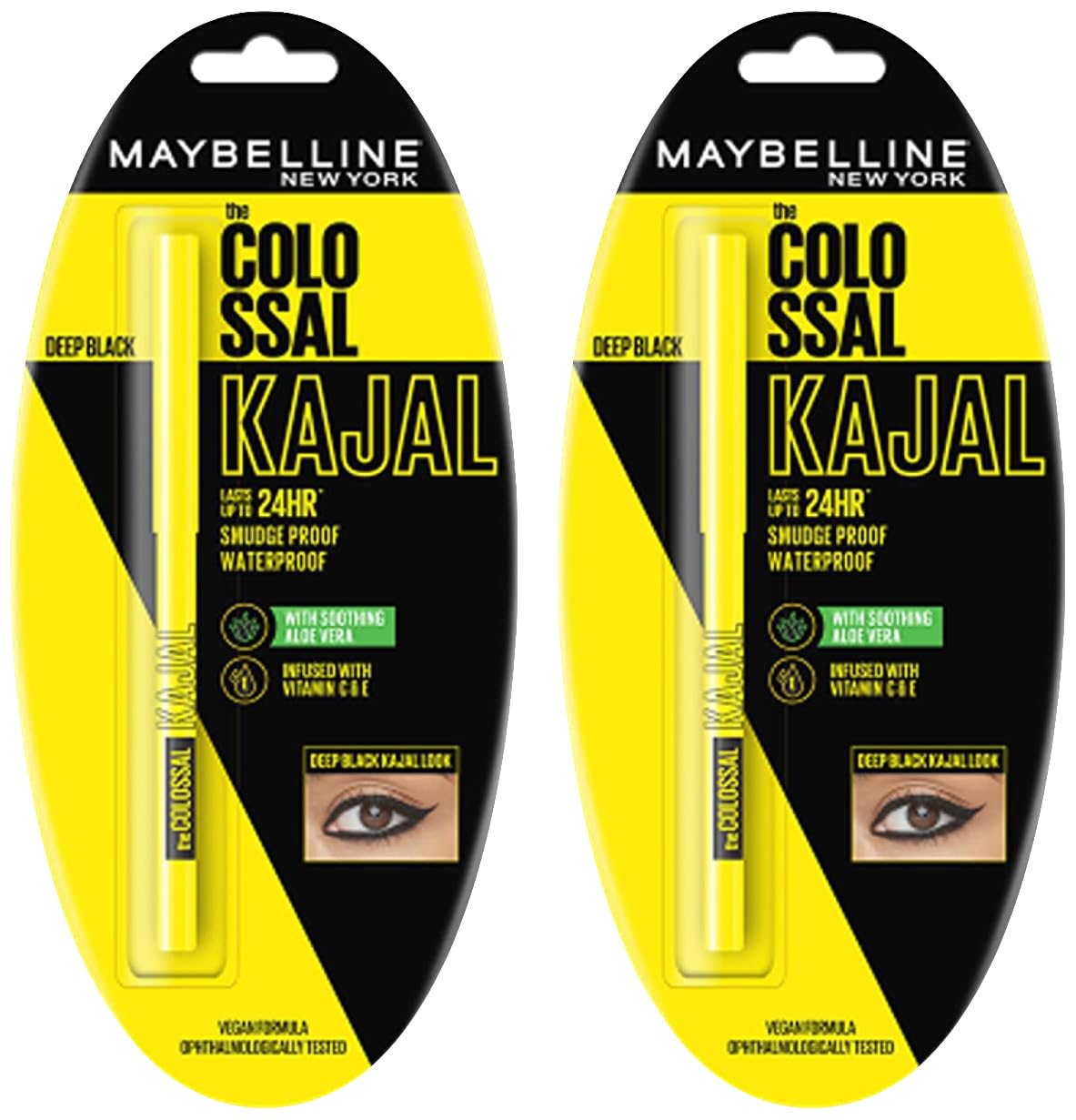 - New York Colossal Kajal, Intense Colour, Waterproof, Long lasting 24Hrs Stay, Black, 0.35g (Pack of 2)