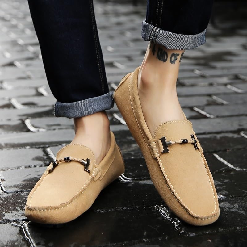 Men Shoes Suede Vamp Fashion Round Toe Solid Color Office Anti-Slip Non Slip Rubber Sole Block Heel Low Top Shoe Slip On3