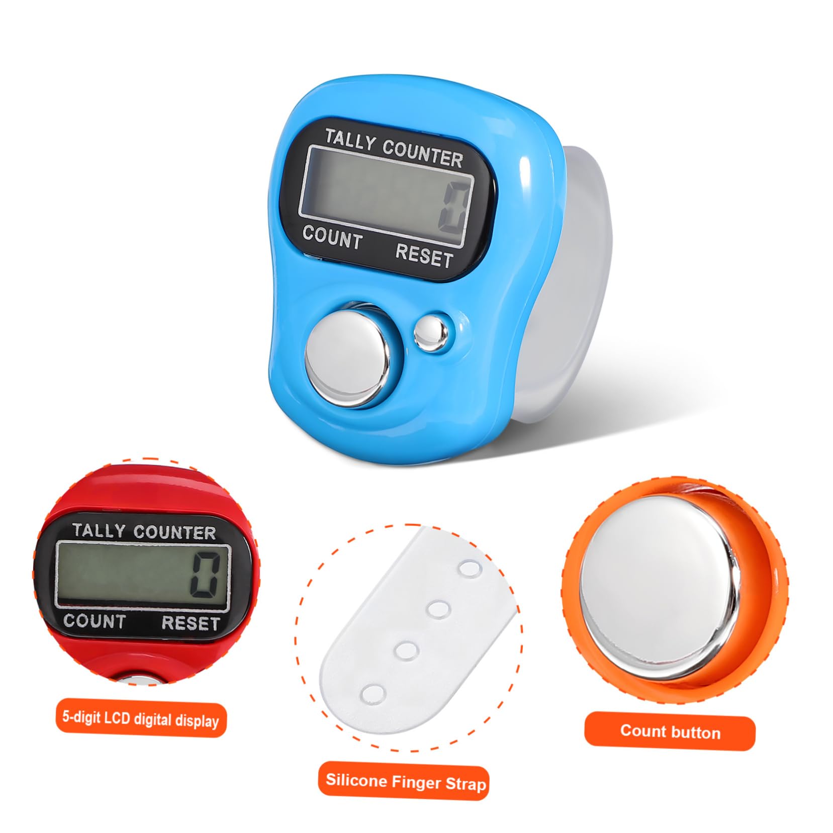 Anneome Finger Counter Clicker Mini Tally Counter Reset Button 5 Digits Display Compact for Portable Counting