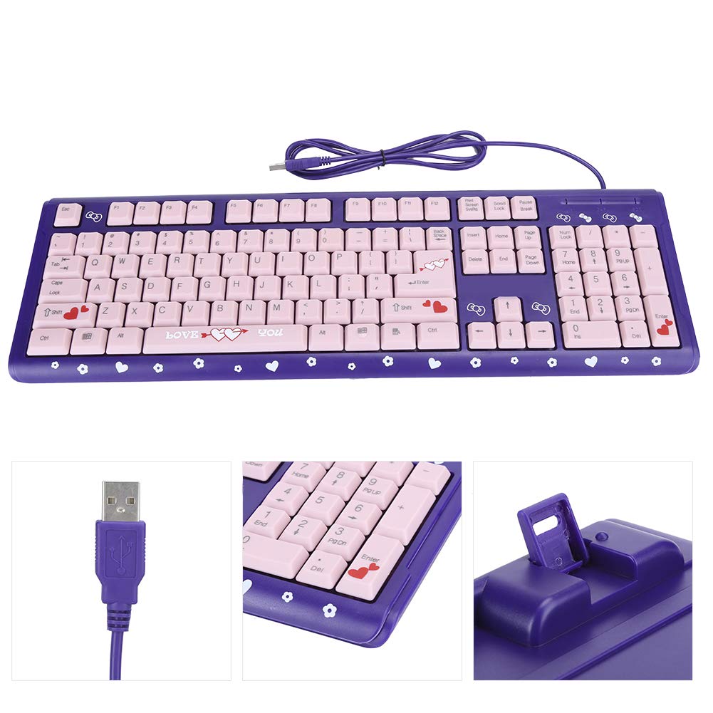 Keyboard, Ultra Thin USB Wired Computer Keyboard Cute