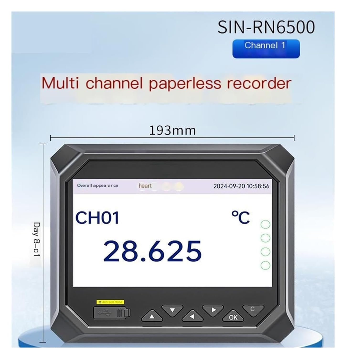 Paperless Recorder Industrial-Grade Multi-Channel Temperature Data Acquisition Tester Current Voltage Curve(RN6500 1 Channel)