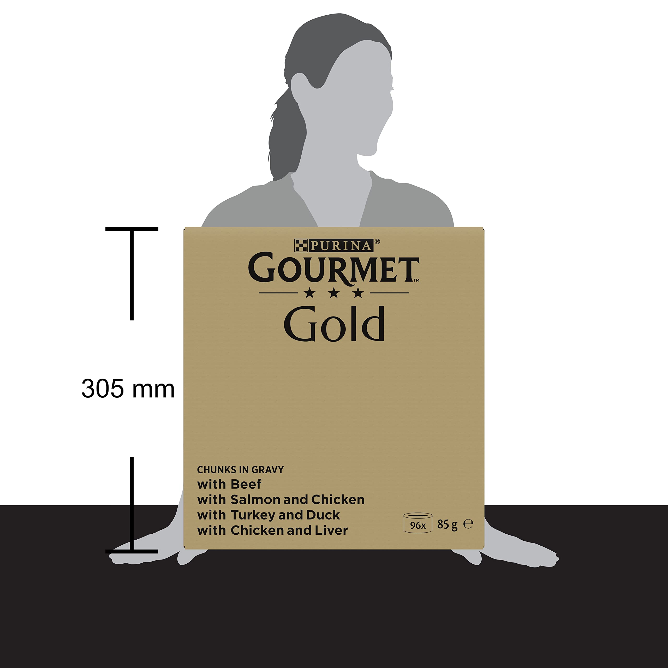 GOURMET | GOLD | Les Noisettes | Chat Adulte | Effilés en sauce | Bœuf, Poulet-Foie, Dinde-Canard, Saumon-Poulet |Portions Repas | Boite | 96 x 85 g