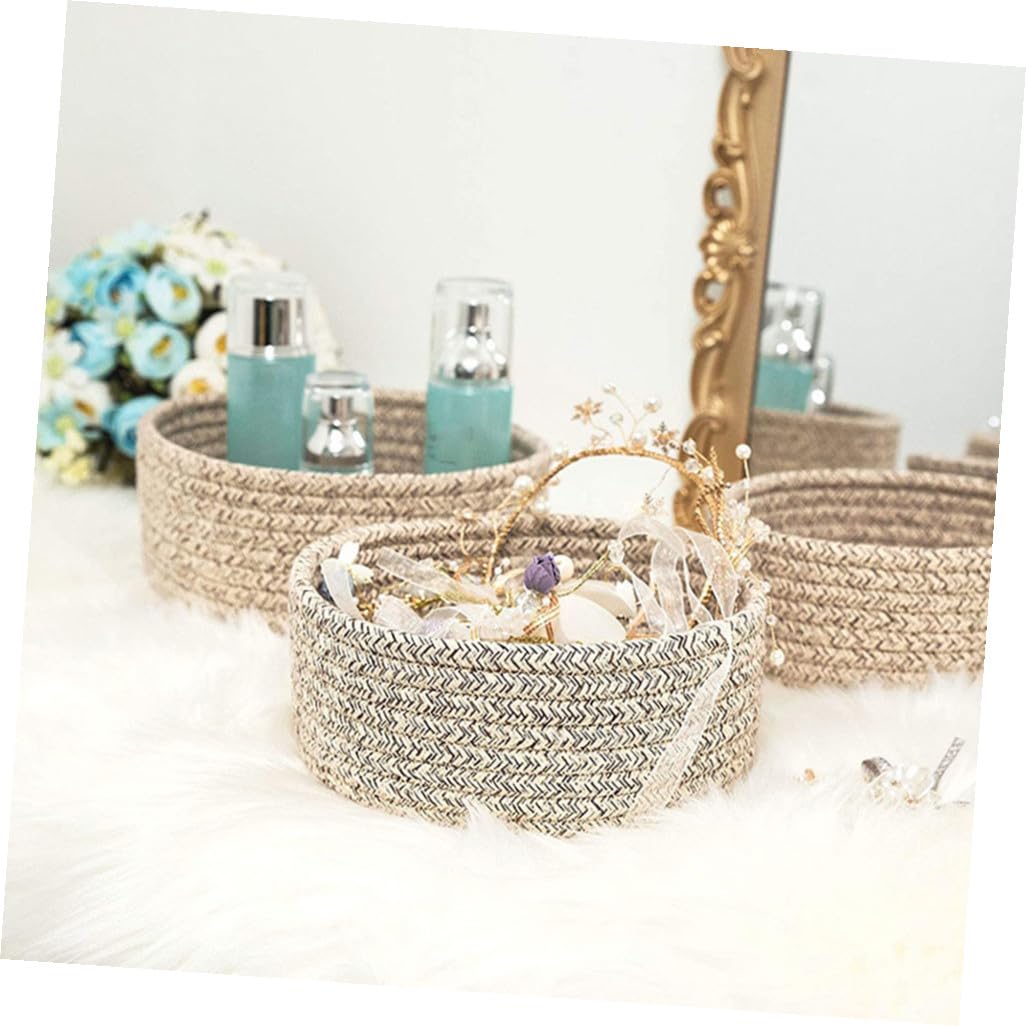 Zerodeko Set Di Cestini Portaoggetti in Rattan Cestini Portaoggetti in Vimini Con Manici Decorativi Per Ufficio Casa Scrivania