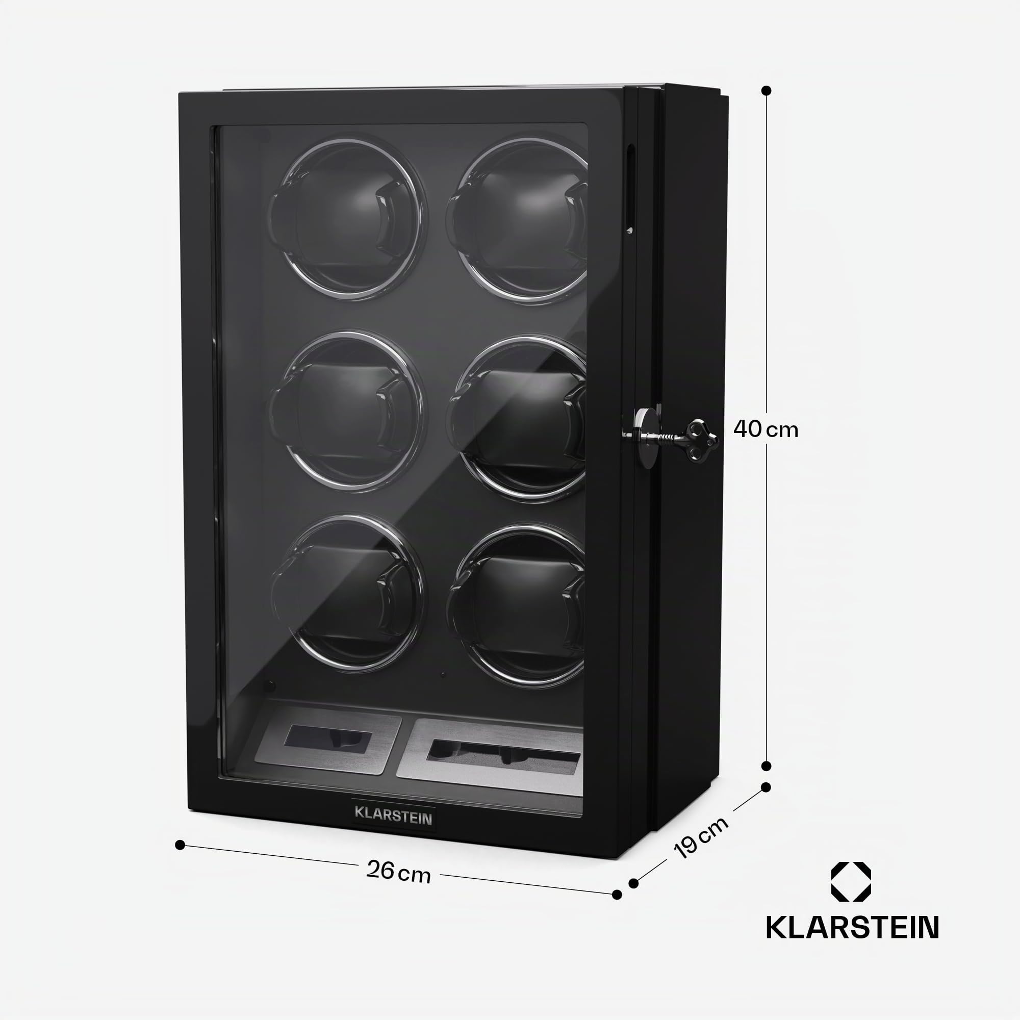 KLARSTEIN Caja, para 6 Relojes, Vitrina Acrílico, Joyeros, 5 TPD, Caja Relojes Acrílico, Expositor para dar Cuerda Reloj, Relojero Organizador Grandes, Organizadores