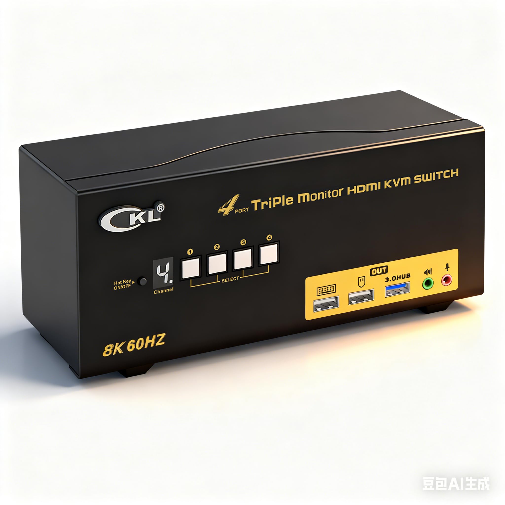 CKL 8K HDMI 2.1 KVM Switch (4 Computers 3 Monitors with EDID)