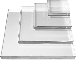 cBox CuteBox Acrylic Heavy Duty 4pc Display Pedestal Block Set (3â€ Sq â€“ 9â€ Sq x 5/8â€) for Display, Retail, Jewelry Display, Merchandise, Countertop, Showcase
