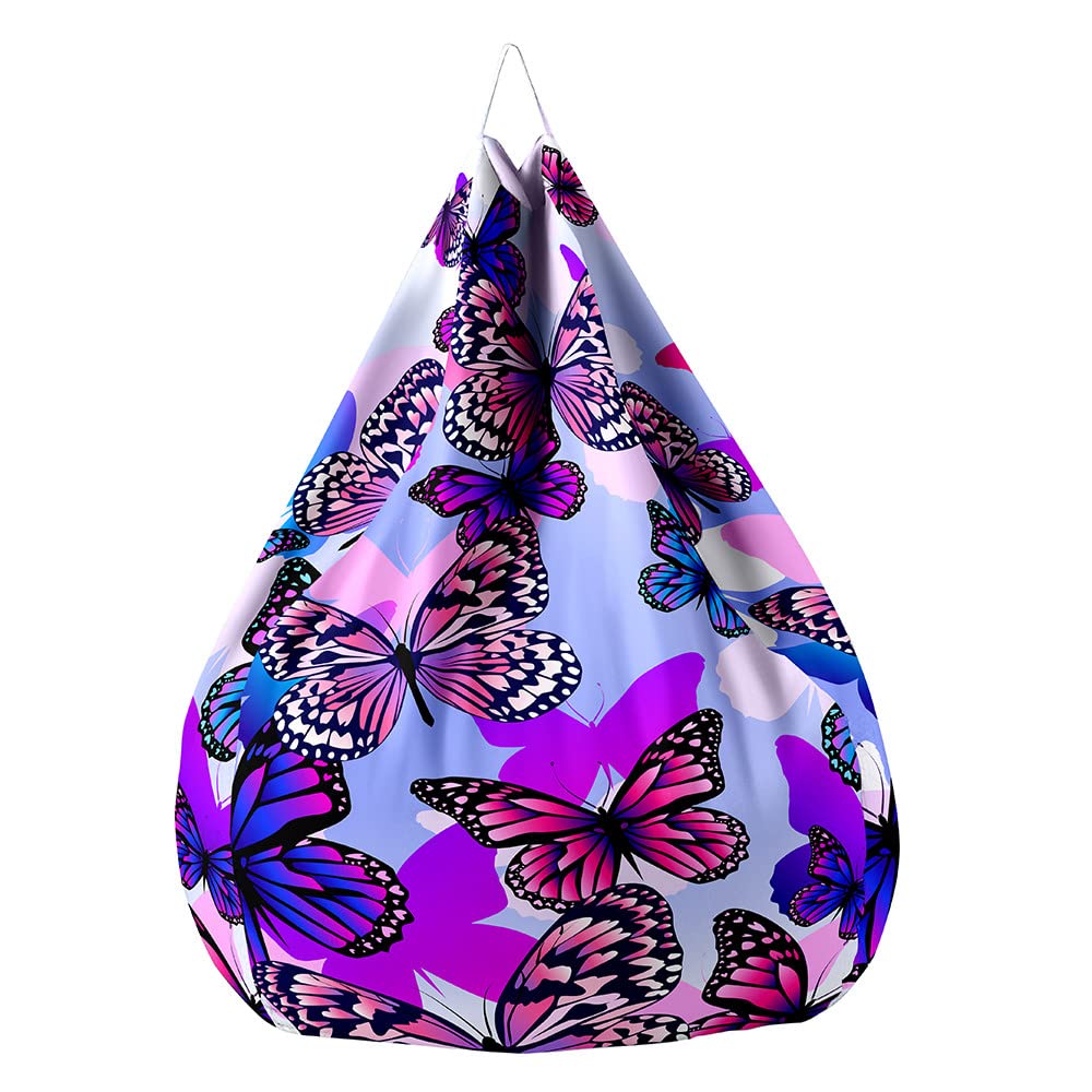 Mateju Pouf Poire Adulte et Enfants, Papillon 3D Pouf Geant Chambre, Bean Bag Chair, pour Grand Canapé, Chaise Longue Grande, Fauteuil de Salon pour Intérieur Extérieur (Anglais,S