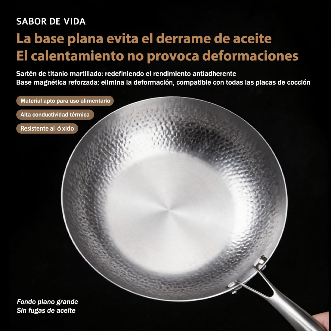 Sartén Titanio Actualizada 2026, Sartén de Titanio para Cocina y Acampada, Antiadherente y Resistente a Arañazos, Libre de PTFE y PFOA, Apta para Todo Tipo de Cocinas (Con tapa, 22cm)