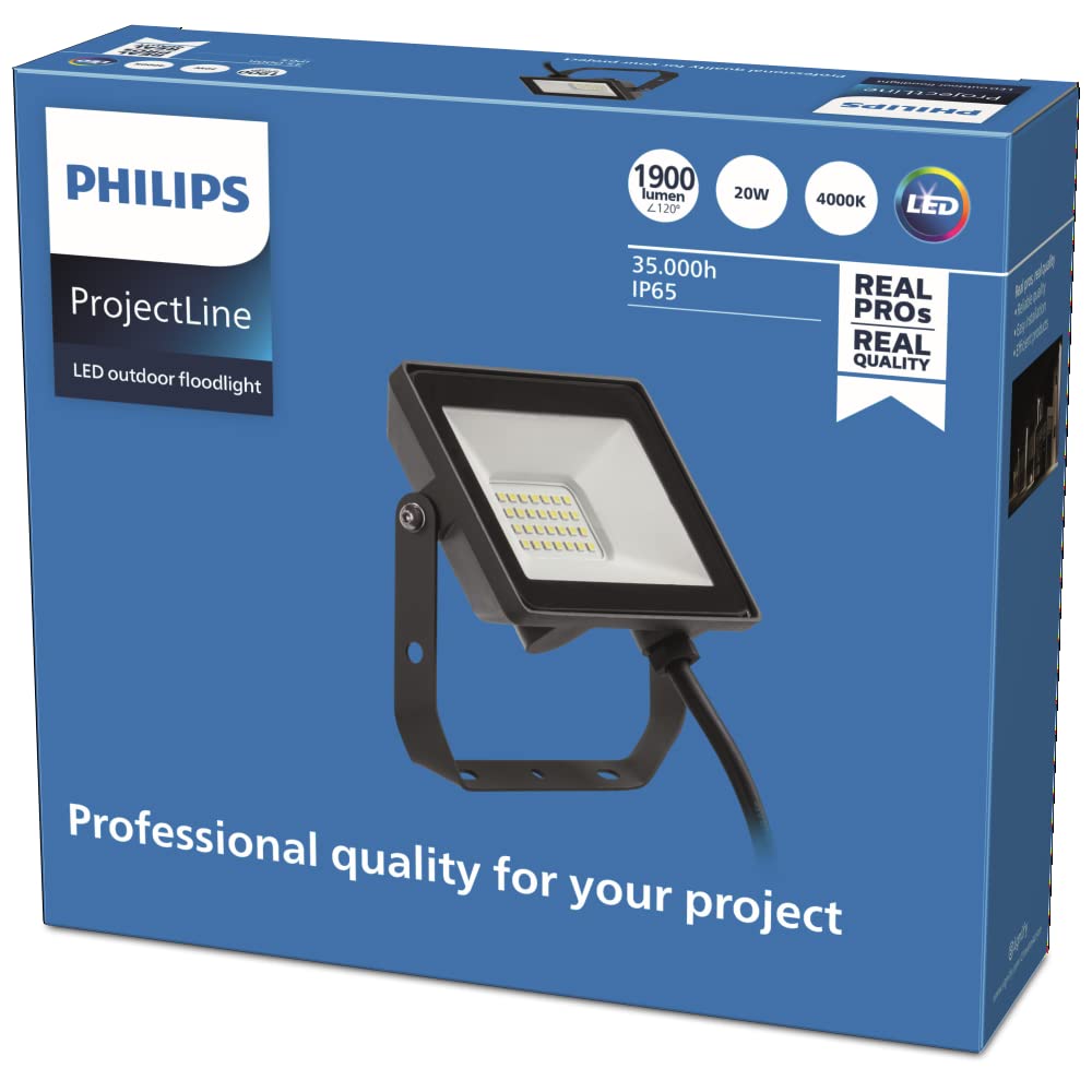 Philips Projectline LED Floodlight [20 Watts - 4000K Cool White] for Commercial Lighting (911401863384)