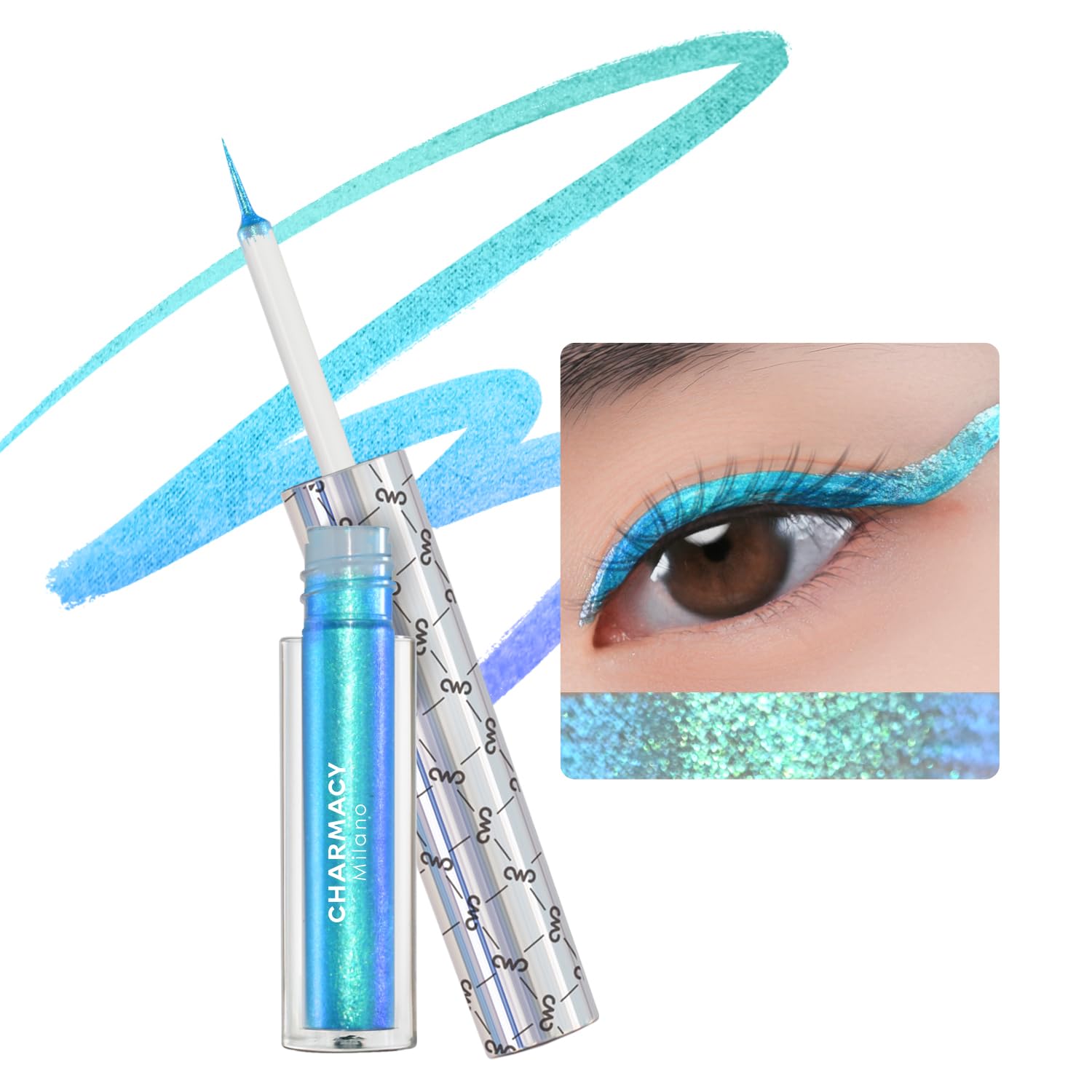 CharmacyChameleon Liquid Glitter Eyeliner, Highly Pigmented, Metallic Intense MultiColor Shifting waterproof Eyeliner, Ultra-Fine Tip, Longwearing, Smudge-proof (#301)