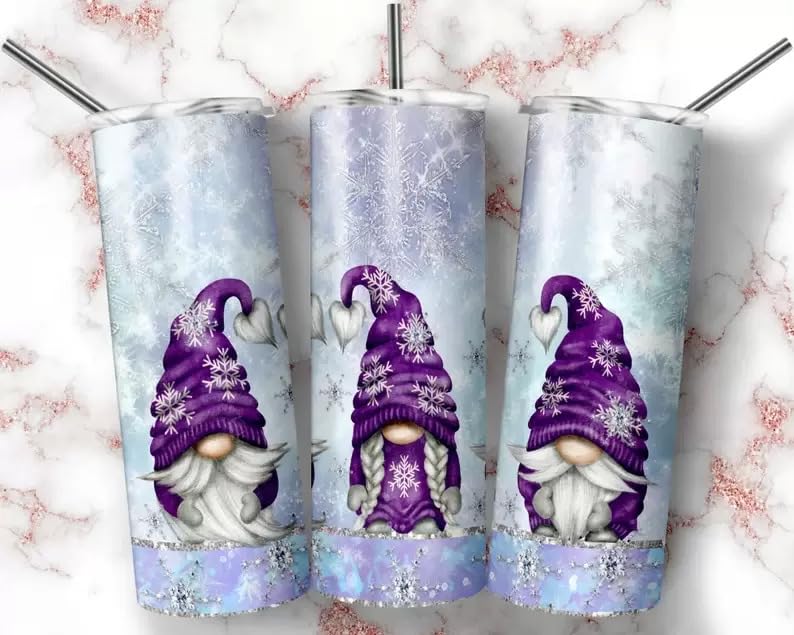 Miniatura 3 de Winter Snowflake Gnome Tumbler Sublimation Wrap - Ready to Press Sublimation Transfer - 20 oz Straight, Gnomes Transfer, Snow Gnomes Wrap