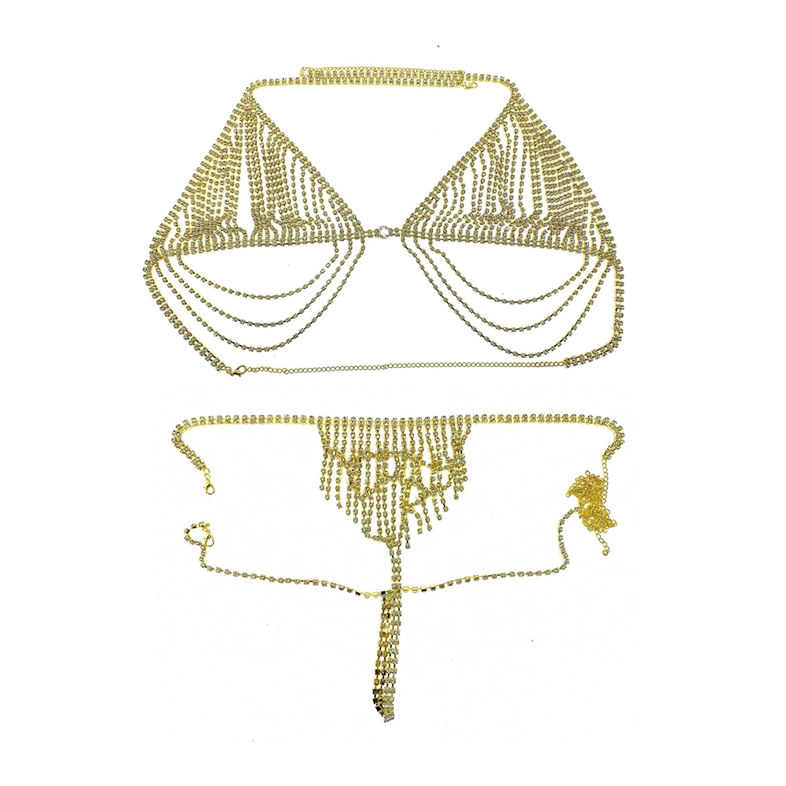 Body Chain Damen Kette - Goldfarbene einfache Strandkette mit Kreuzband für Taille und Bauch - Schwarze Harnaskette - Edler Schmuck für Damen - Accessoires