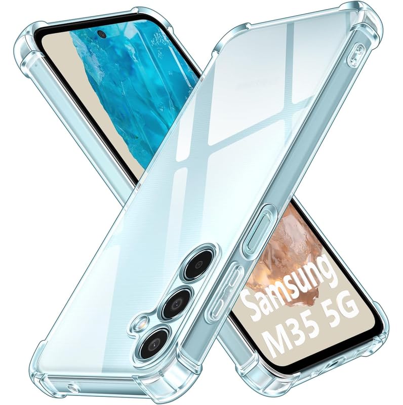 Image of Lustree Back Cover Transparent Case Compatible with Samsung Galaxy M35 | Clear + TPU Case with 4 Corner Air Cushion Protection & Camera Protection | Slim& Stylus Cover