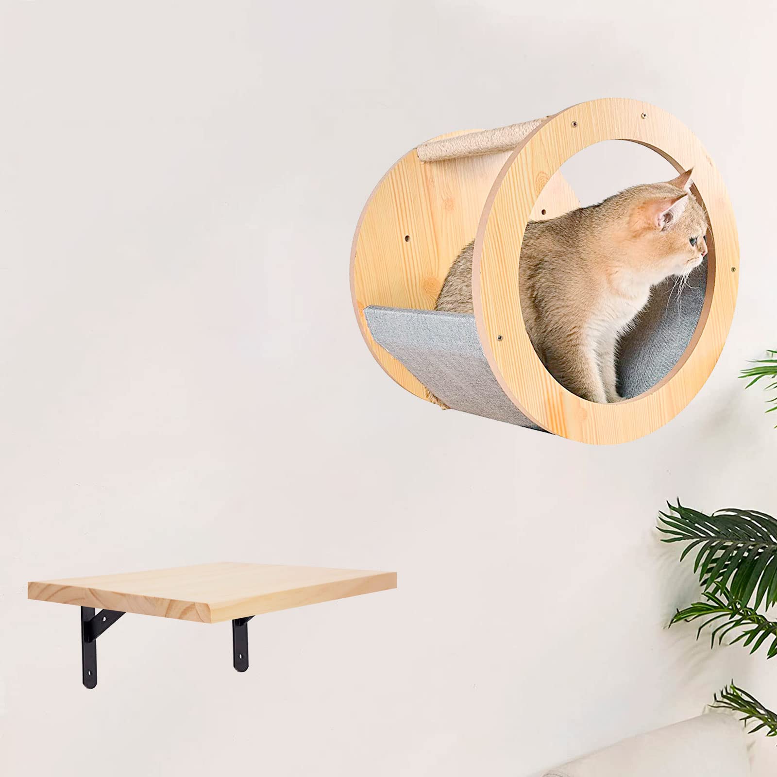 2 Pack Wall Mounted Cat Climbing Step Shelf Cat Hideaway Platform Climber Wooden Cat Step Cat Wall Furniture for Indoor Cat Playing Jumping Lounging 7.87 x 9.84 Inch / 20 x 25cm 4