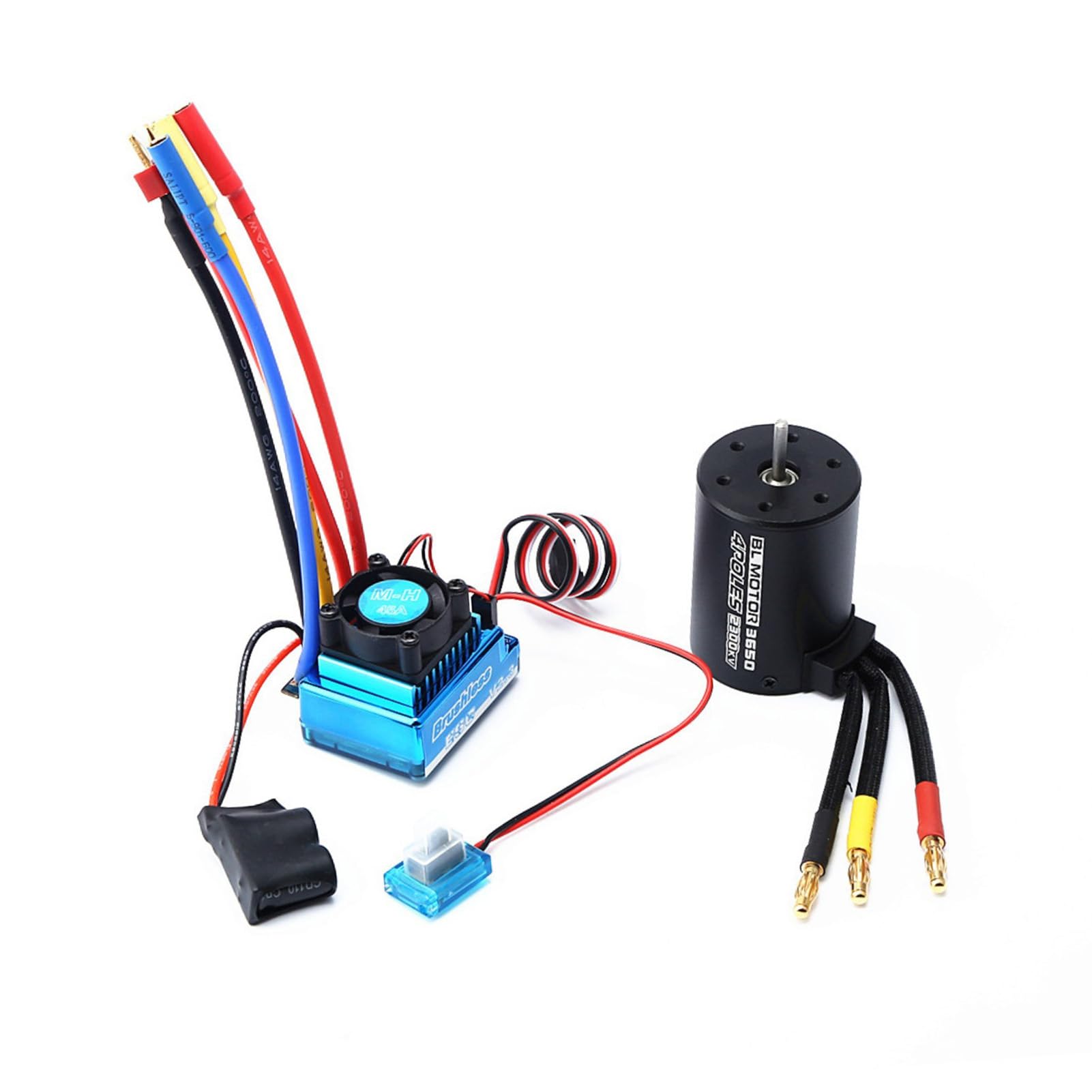 BRRNOO Brushless Motor, Rc Brushless Motor And ESC with 80A ESC Combo Replacement 3650 2300KV for HSP HPI 1:8/1:10 Remote Control And Boat Part (120A)