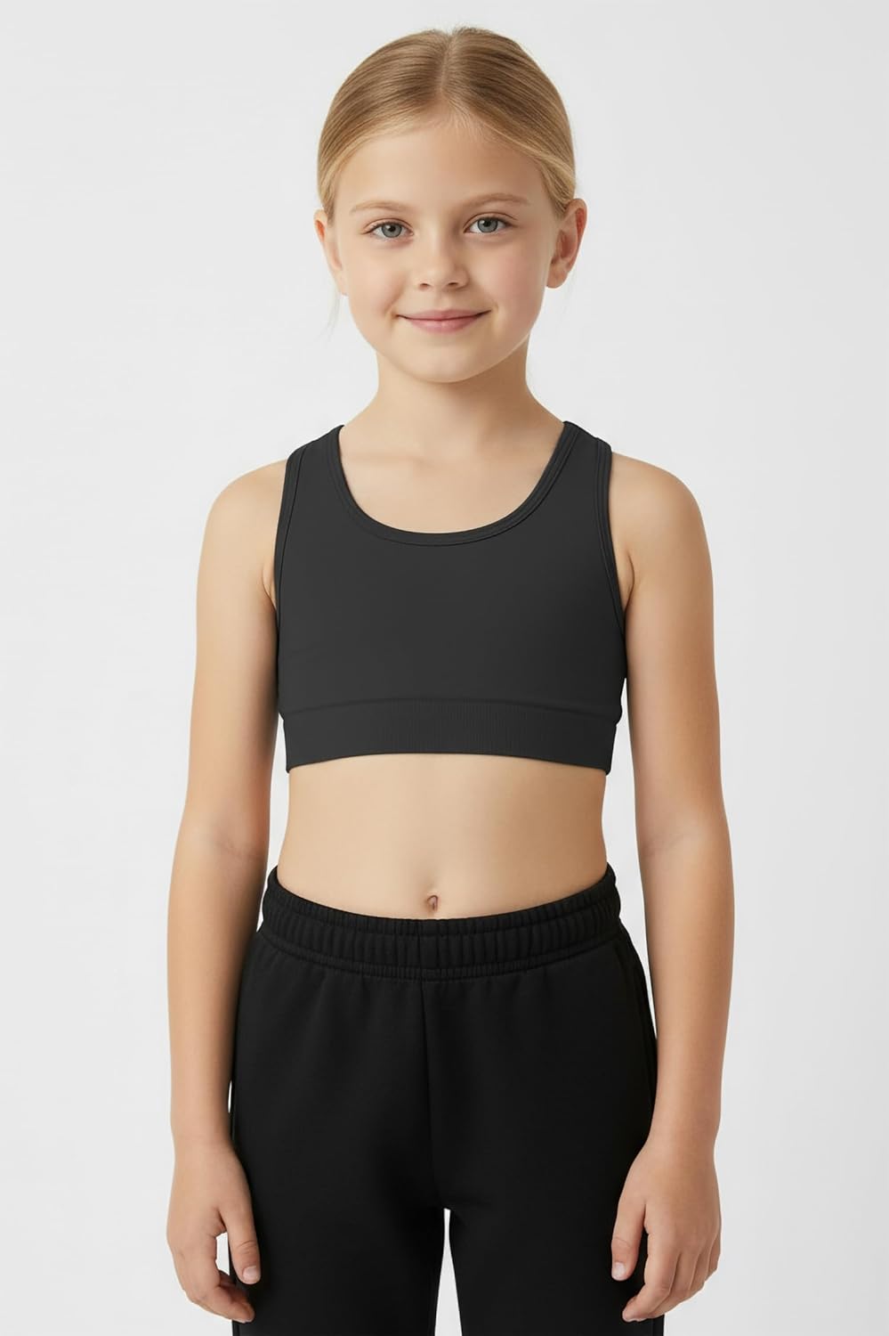 Kurve Girl’s Seamless Strappy Back Stretchy Crop Undershirt Bra, Made in USA - Image 4