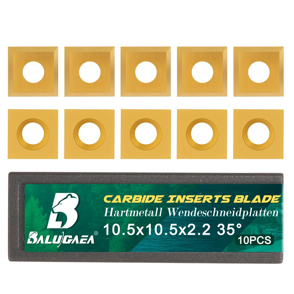 Lot de 10 inserts HM Burin de rabotage 10,5 x 10,5 x 2,2 mm-35 ° Plaquettes carrées en carbure pour fraise à affleurer pour outils de tournage à bois Lame de rechange