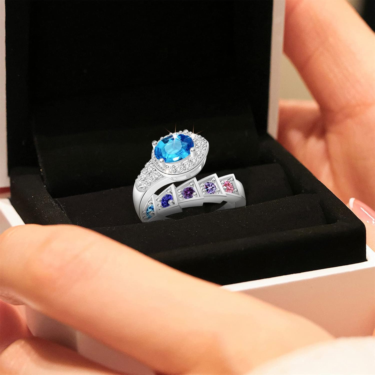 Personalized Simulated Birthstones Rings for Women Promise Rings for Her Custom Womens Rings Mother Rings Engagement Rings Gifts for Mom