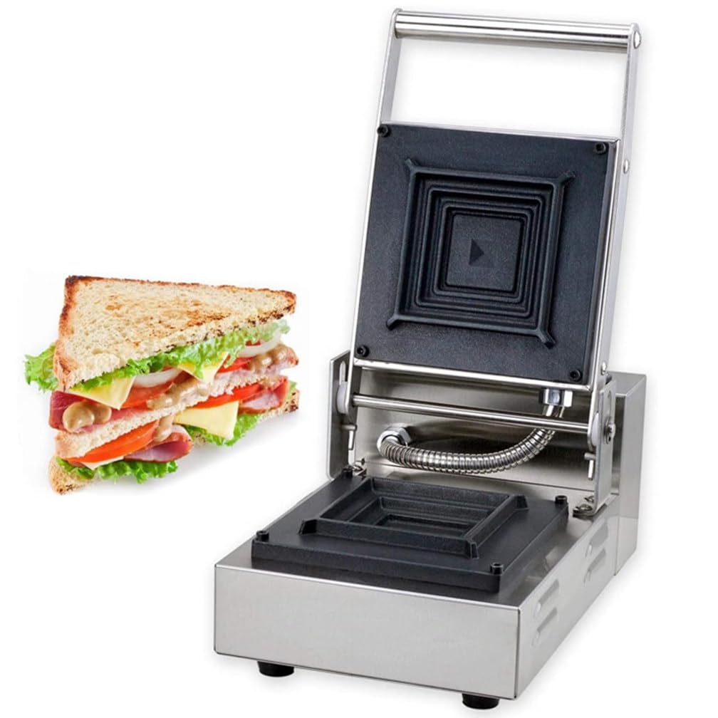 Komercyjny opiekacz do kanapek, 900 W, dwustronny opiekacz do kanapek, nieprzywierająca powłoka, przyrządza nadziewane tosty francuskie, omlety, hamburgery, steki, bekon