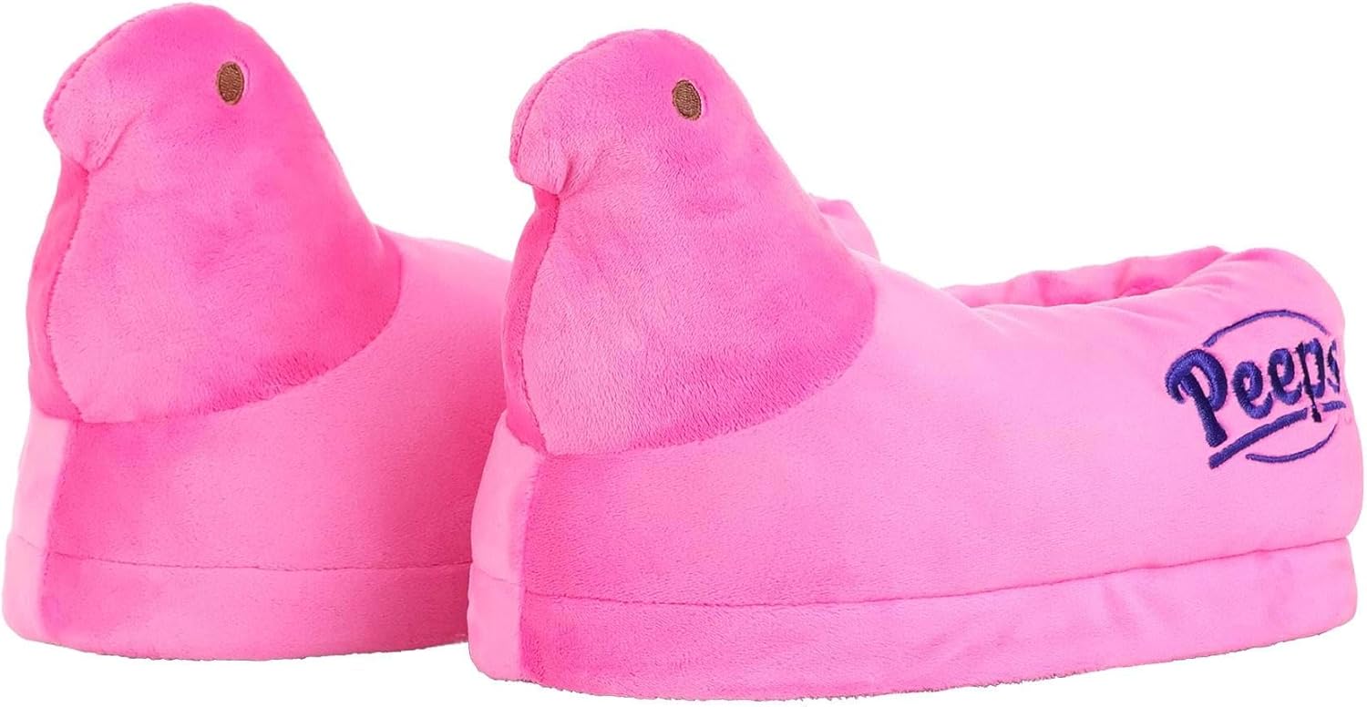 Easter Pink Peeps Plush Slippers for Adults - Soft Cozy House Shoes with Anti-Slip Soles - Easter Basket Stuffer