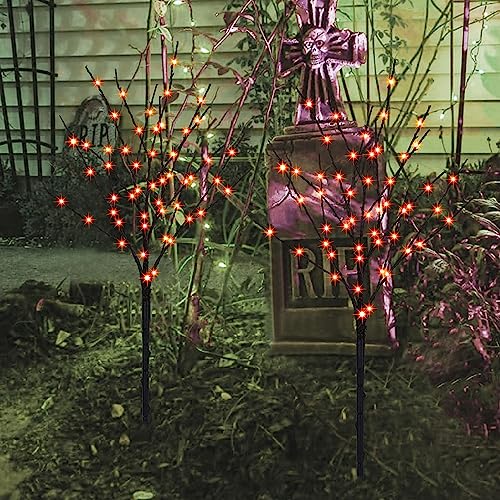 Lighted Halloween Tree Branches, 30In 100Led Artificial Black Twig Branch With Orange Fairy Lights, Built-In Timer & Battery Operated, Waterproof For Indoor Outdoor Office Bedroom Party Decorations #TOP5