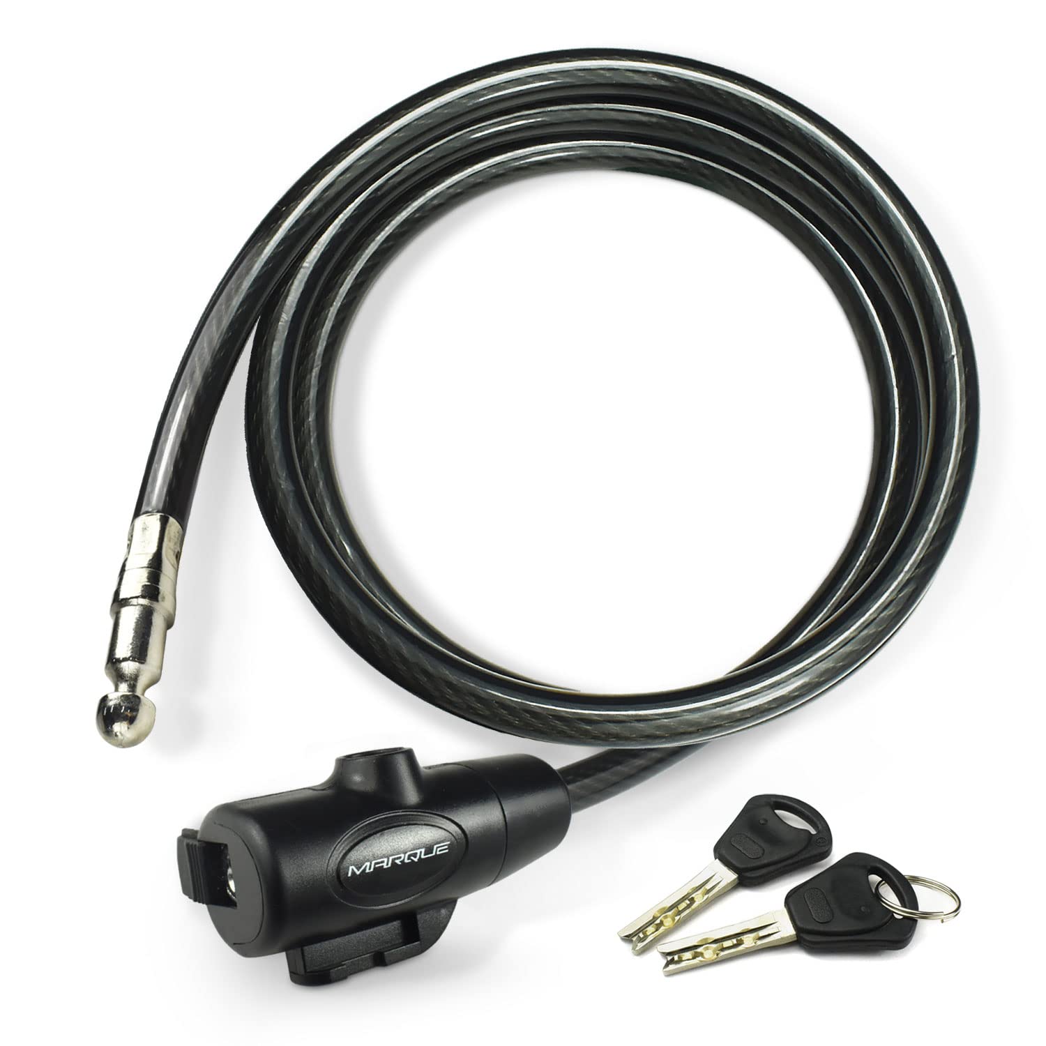 MARQUE Bike Lock with Key – 3/8” (4Ft, 7Ft, 15Ft, 25Ft) Straight Cable Locks with Keys, Anti-Theft Security Cable for Bicycles, Scooters, Kayaks, Paddle Boards, Gates