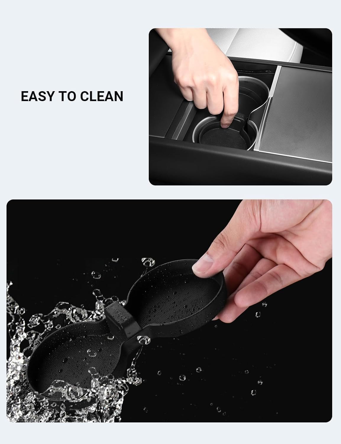 BASENOR Cup Holder Insert Mat for 2026 2025 Tesla Model Y Juniper 2024 2025 2026 Tesla Model 3 Highland TPE Cup Holder Coaster Center Console Mat Tesla Accessories (Standard/Premium/Performance)