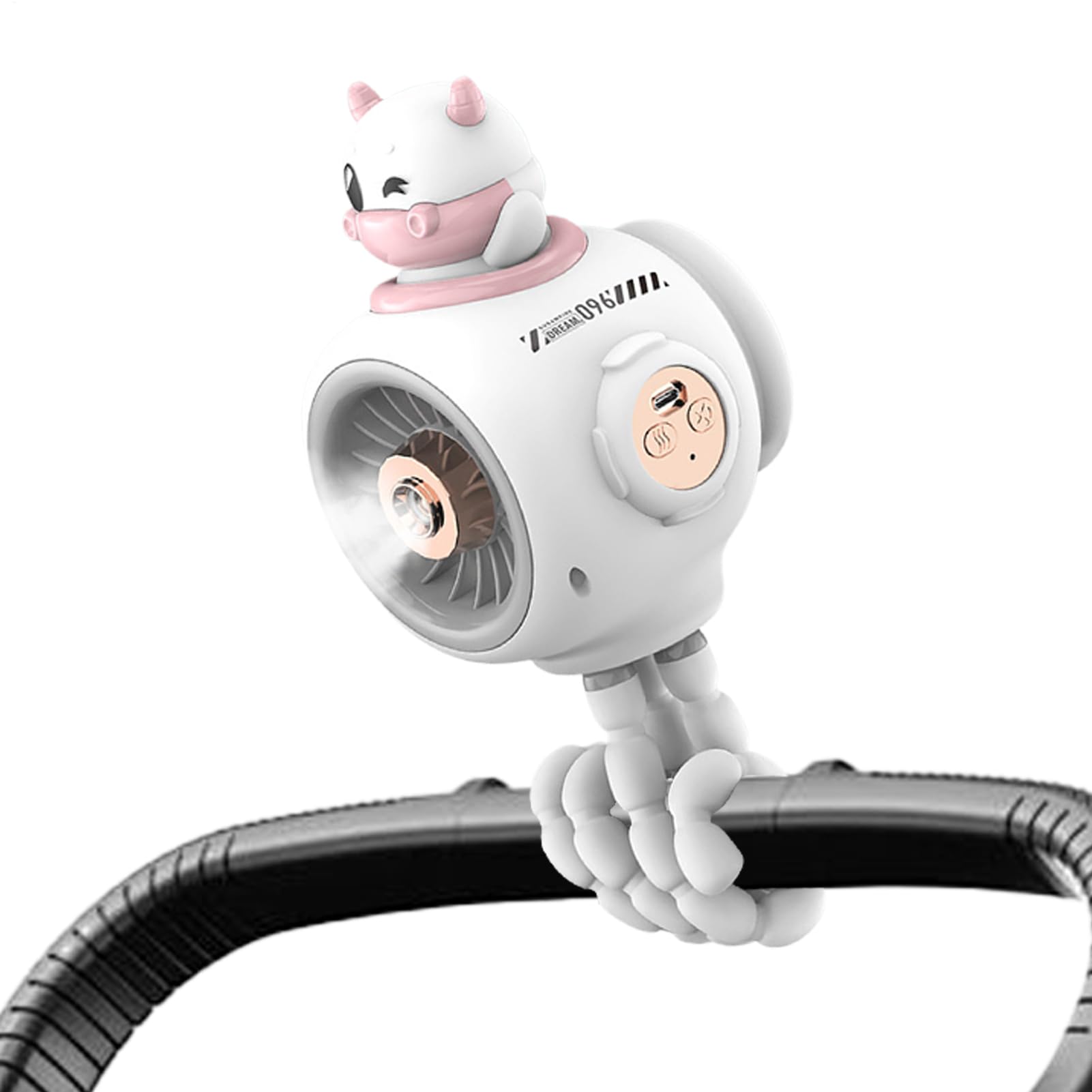 Ventilatore rinfrescante per passeggino, ventilatore con supporto per sedia | Dispositivo di raffreddamento con schermo intelligente per campeggio, sedie auto e viaggi all'aria aperta