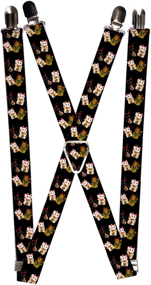 Buckle-Down mens Buckle-down - Lucky Cats Suspenders, Multicolor, One Size US
