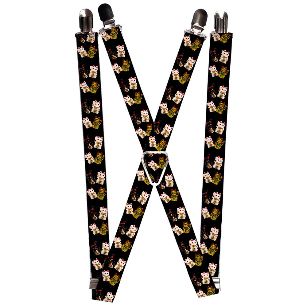 Buckle-Down mens Buckle-down - Lucky Cats Suspenders, Multicolor, One Size US