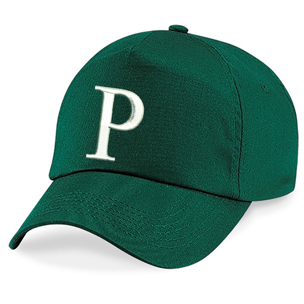 4sold Children School Embroidered Cap Kids Hat Alphabet A-Z Bottle Green
